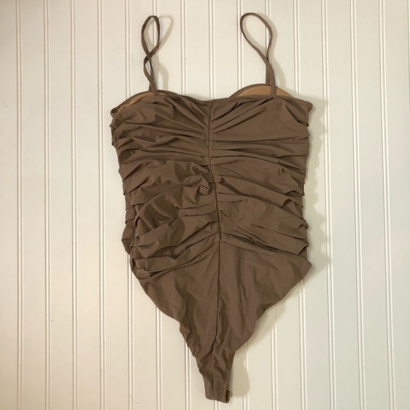 Goldsign Hutton Ruched Nude Strappy Bodysuit size Medium - Picture 10 of 15